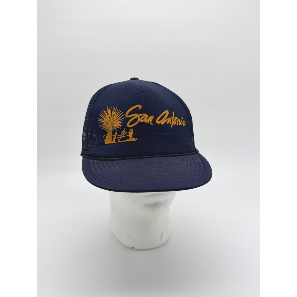 Vintage San Antonio Trucker Hat Mesh Snapback Navy Tourist Cap USA